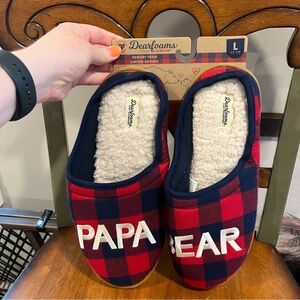 Men’s Dearfoams Red Plaid Papa Bear Slippers
